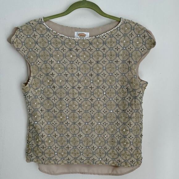 Talbots silk beaded brocade, lined, 12, sequins‎ short sleeved dressy formal top - Picture 1 of 11